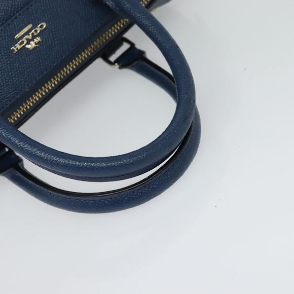 Coach Hand Bag Leather 2way Blue Gold Auth bs24027 - Picture 7 of 16